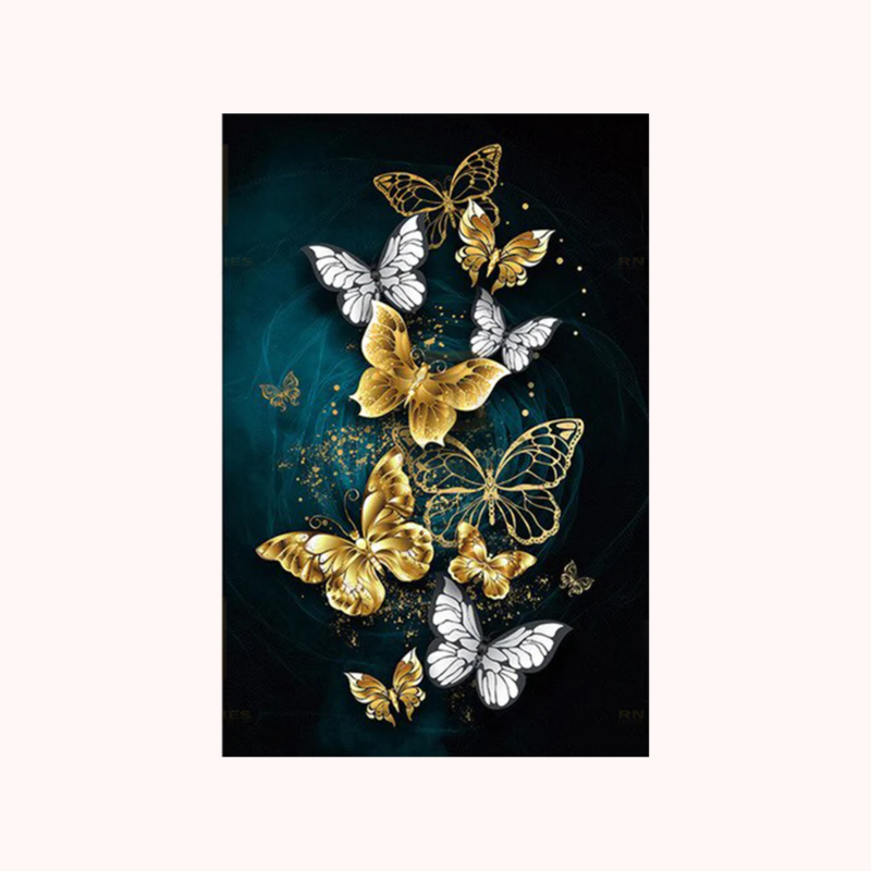 Nordic Abstract Golden Butterfly Art