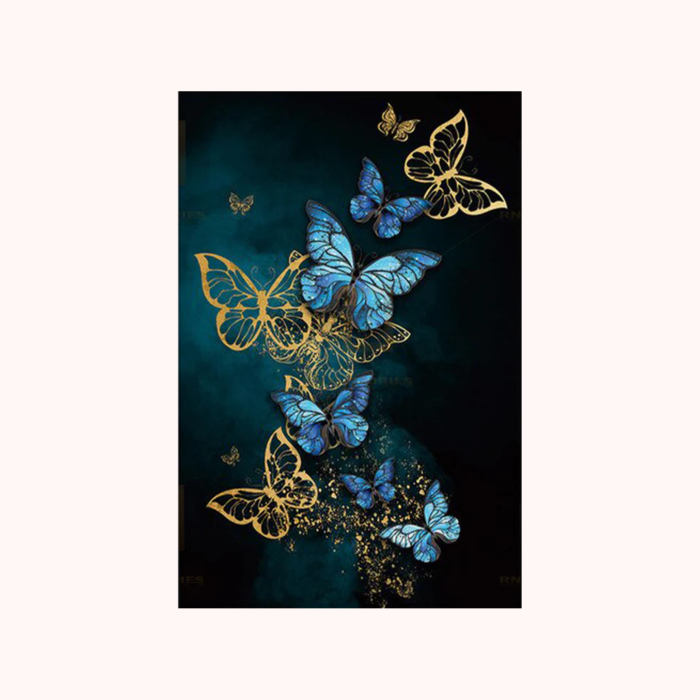 Nordic Abstract Golden Butterfly Art