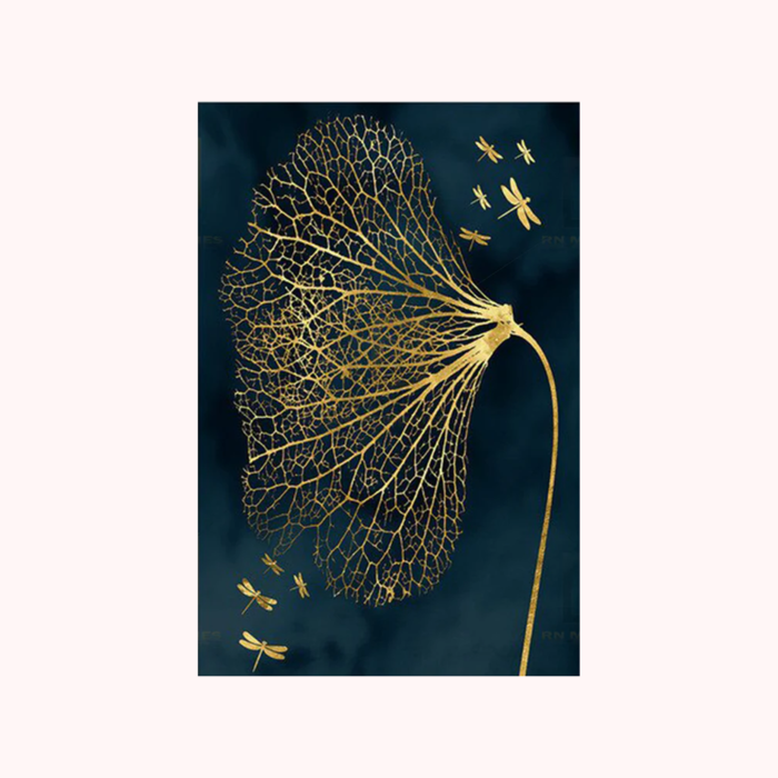 Nordic Abstract Golden Butterfly Art