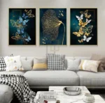 Nordic Abstract Golden Butterfly Art