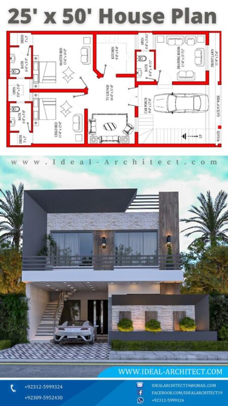 5 Marla House Design Map