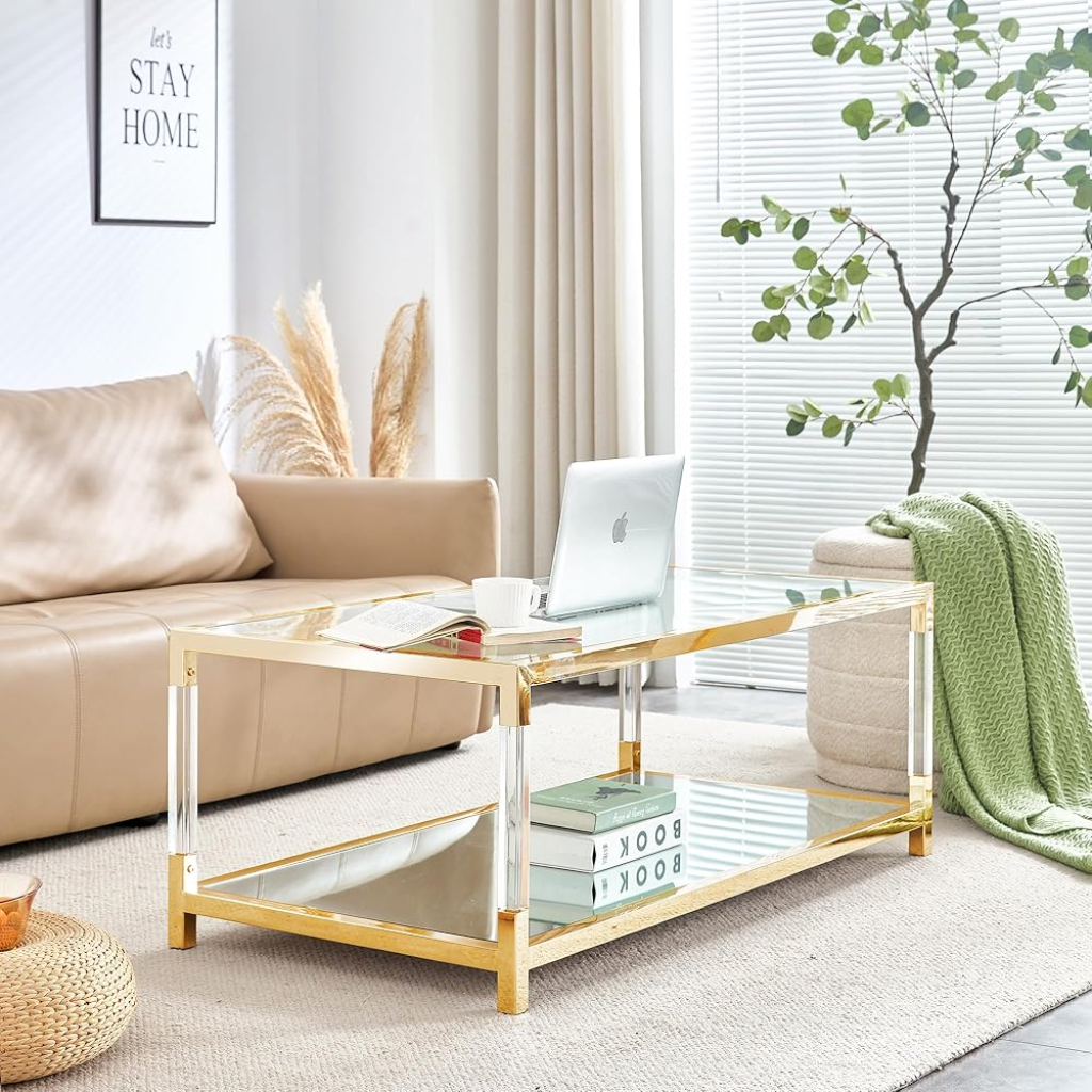 9. Get a Glass or Acrylic Coffee Table