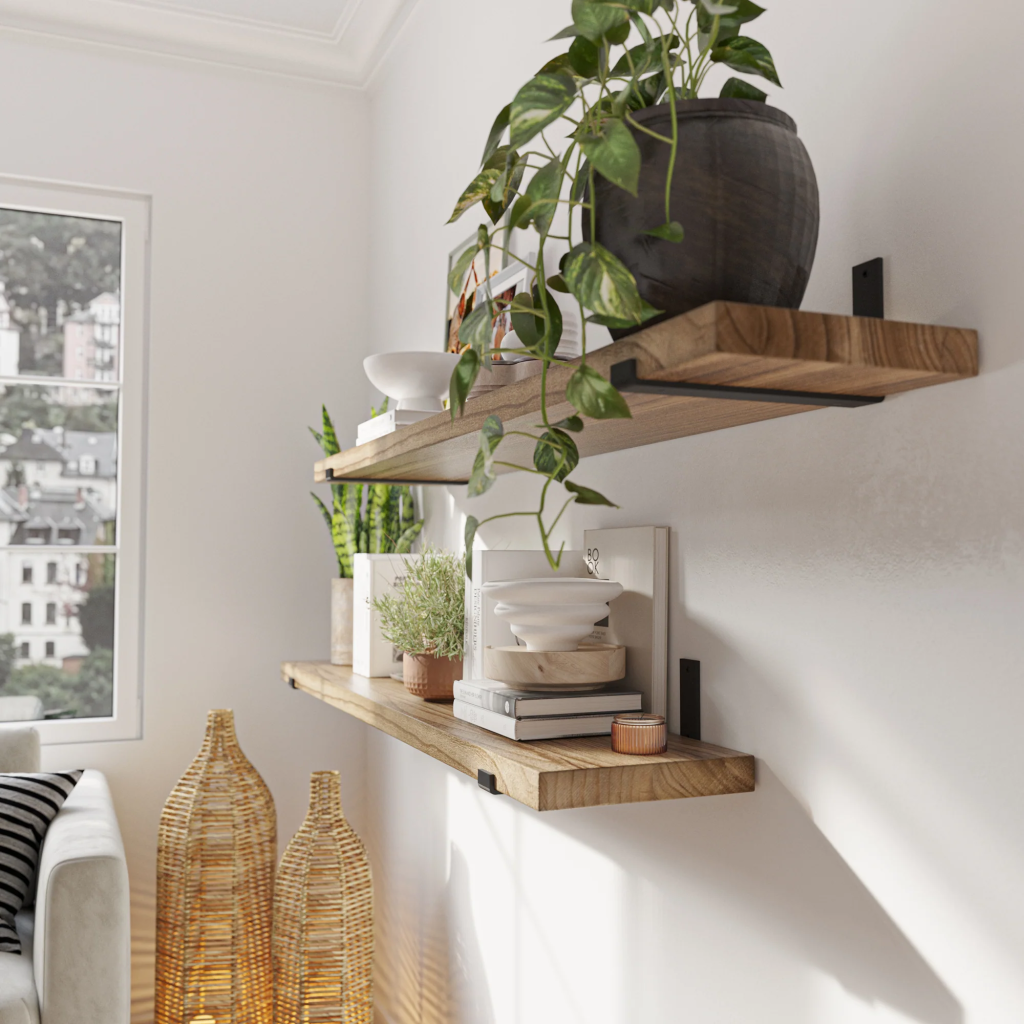 Floating Shelves with Bracket Details